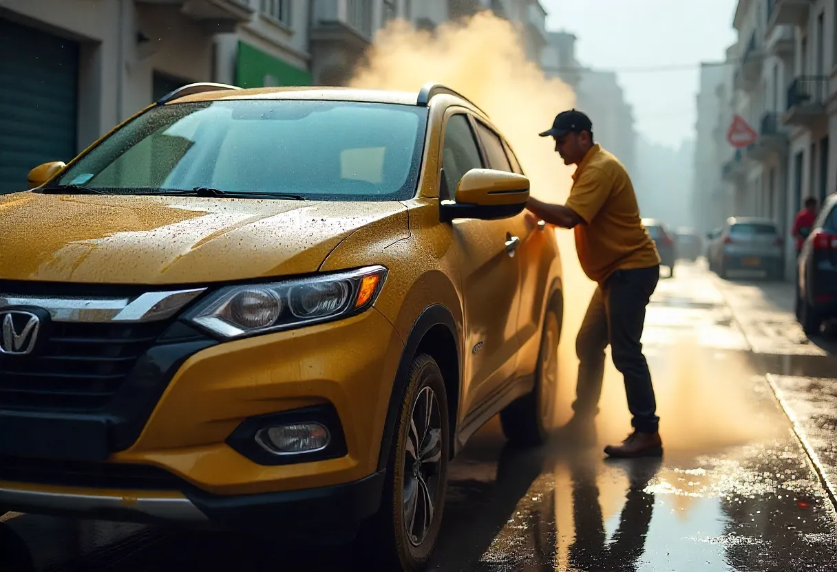 Car wash team at work